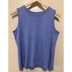 LL Bean Tank Top Blue Base Vintage Pullover Supima Cotton Peru Women's Sz M‎ Reg